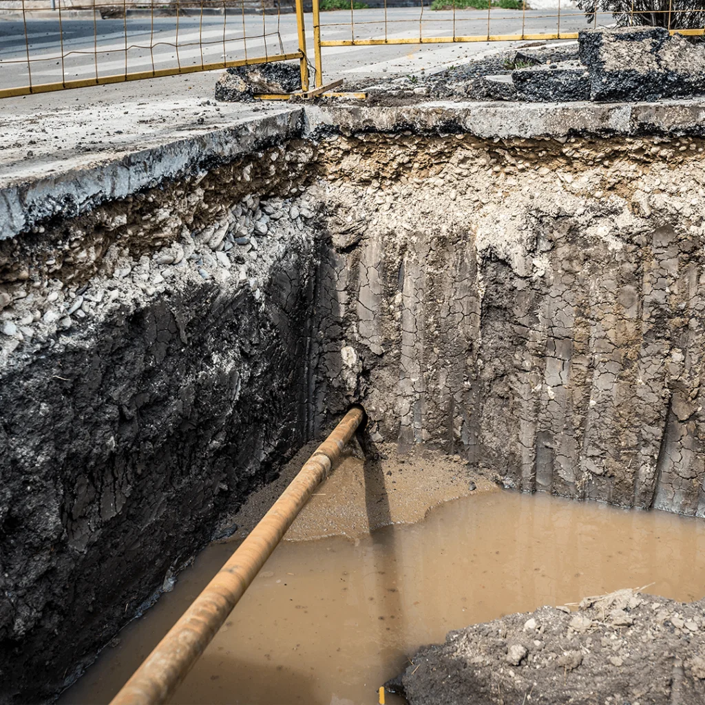 Excavation Support Exposed Pipe - Matrix Consulting Engineers