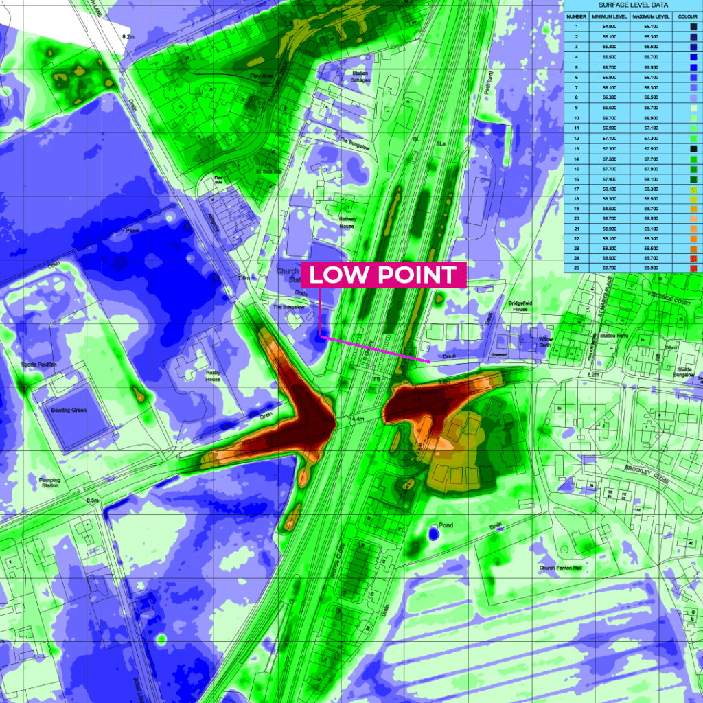 Flood Alleviation Drawing Example - Low Point - Matrix Consulting Engineers