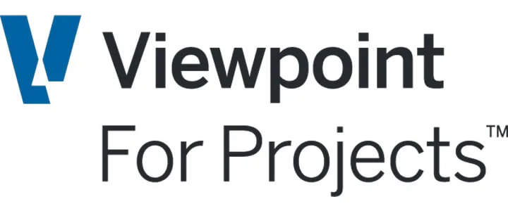 The image displays the Viewpoint For Projects logo, featuring a blue stylised V and black text reading Viewpoint For Projects, commonly used by engineers and professionals in the engineering and surveying industries.